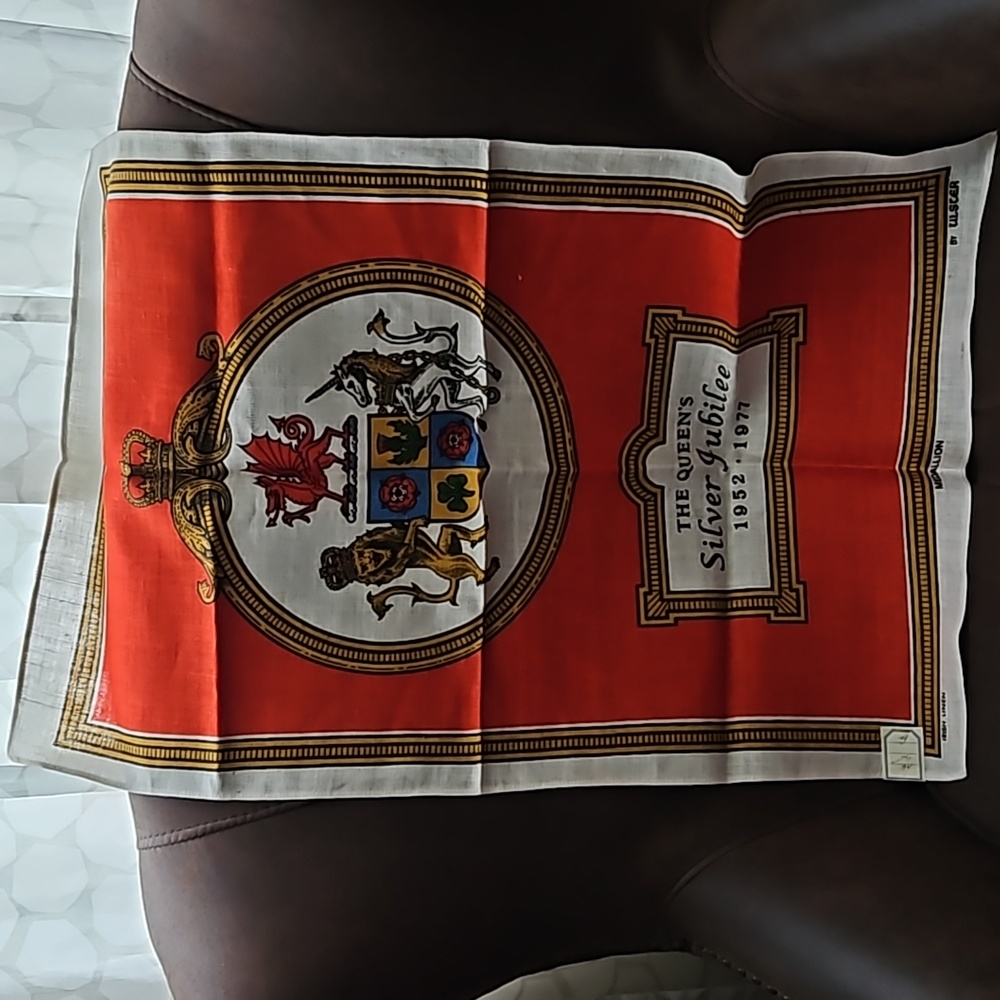 The Queen's Silver Jubilee Red Irish Linen Tea Towel By Ulster